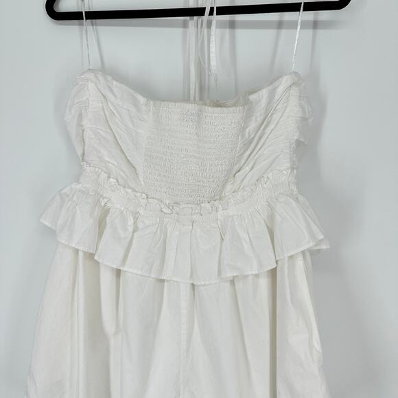 CIRCUS NY Elyse Cotton Halter Romper White Ruffle Pockets New Womens Large - Picture 4 of 9